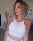 Ensemble blanc top & jupe en crochet