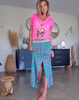Jupe 7/8è léo fuchsia
