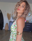Robe verte dos nu en soie