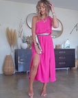 Robe fuchsia & son ruban
