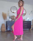 Robe fuchsia & son ruban