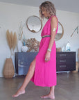Robe fuchsia & son ruban