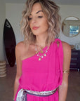 Robe fuchsia & son ruban