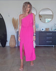 Robe fuchsia & son ruban