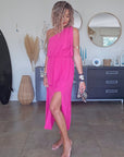 Robe fuchsia & son ruban