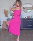 Robe fuchsia & son ruban