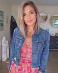 Veste denim écussons