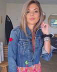 Veste denim écussons