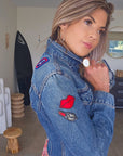 Veste denim écussons
