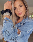 Veste tags en denim
