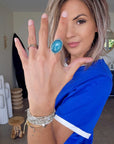 Bague pierre bleue