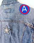 Veste denim écussons
