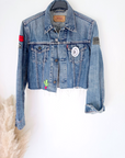Veste denim écussons
