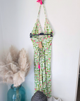 Robe verte dos nu en soie