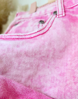 Short en denim rose