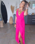 Robe longue fuchsia