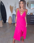 Robe longue fuchsia