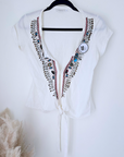 T-shirt hippie à perles