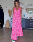 Robe dos nu rose fuchsia