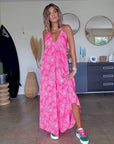 Robe dos nu rose fuchsia