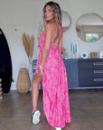 Robe dos nu rose fuchsia