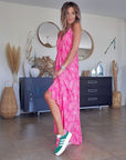 Robe dos nu rose fuchsia
