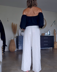 Pantalon blanc jambes larges