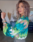 Blouse tie and dye vert