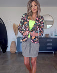 Veste cintrée skull fluo