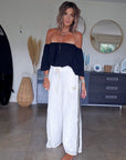 Pantalon blanc jambes larges