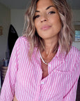 Chemise rayée rose