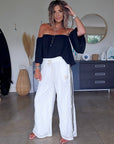 Pantalon blanc jambes larges