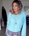 Pull glamour vert menthe