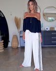 Pantalon blanc jambes larges