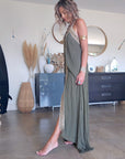 Robe bohème-chic kaki