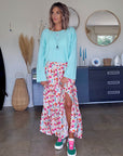 Pull doux menthe-bleu ciel