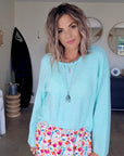 Pull doux menthe-bleu ciel