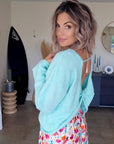 Pull doux menthe-bleu ciel