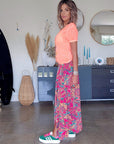Jupe fendue ethnique fuchsia
