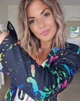 Veste noire tags fluo