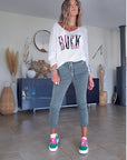 Pull blanc rock