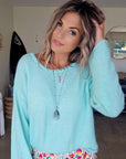 Pull doux menthe-bleu ciel