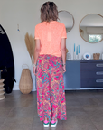 Jupe fendue ethnique fuchsia