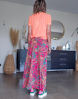 Jupe fendue ethnique fuchsia