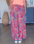 Jupe fendue ethnique fuchsia