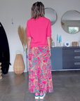 Jupe fendue ethnique fuchsia