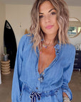 Combinaison bleu en lyocell