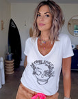 Tee-shirt blanc skull perles bijoux