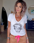 Tee-shirt blanc skull perles bijoux