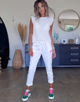 Pull blanc dos ouvert
